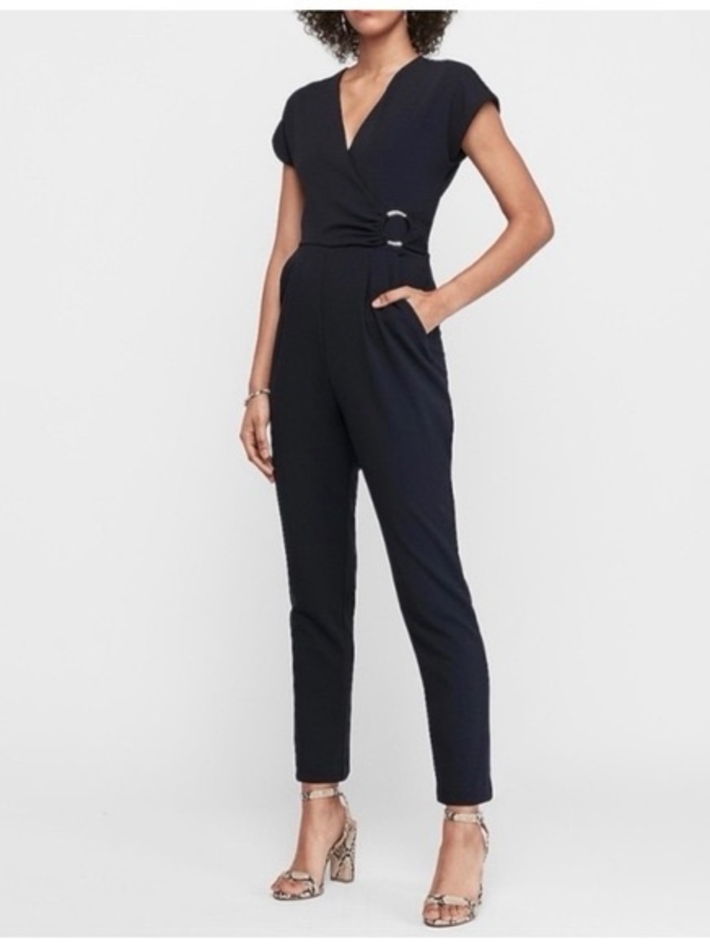 Express Wrap Front Navy Jumpsuit XS